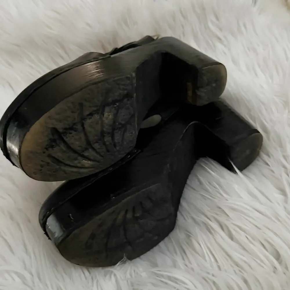 NO. 6 | Solid Black Platform Jane Clog Mary Jane Clogs Heels |‎ Size 39